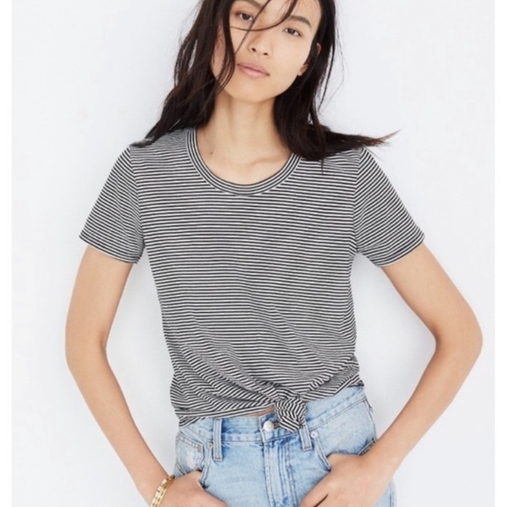 Madewell Striped Knotted Front Tee